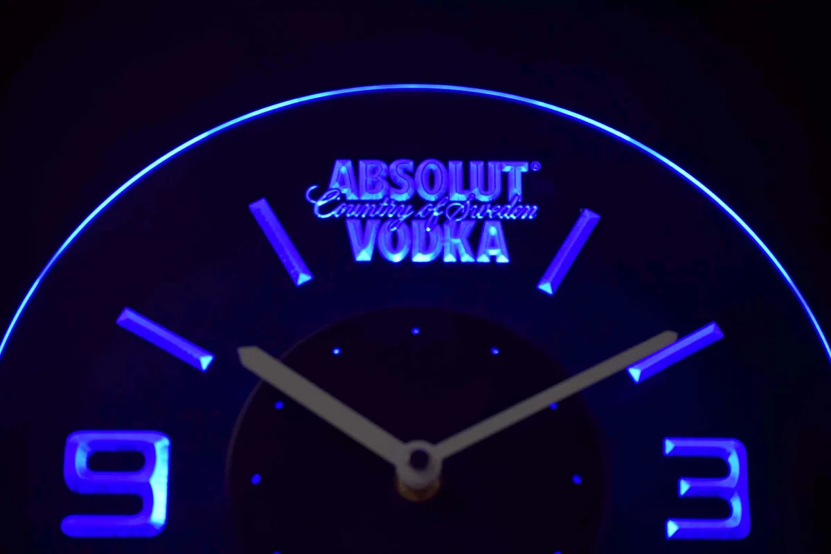 Absolut Vodka Modern LED Neon Wall Clock