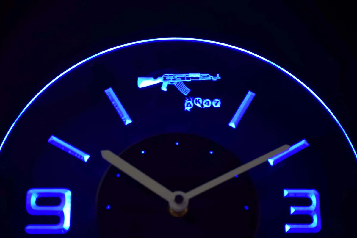 AK-47 Modern LED Neon Wall Clock