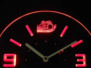 Alice in Wonderland Cheshire Cat Modern LED Neon Wall Clock