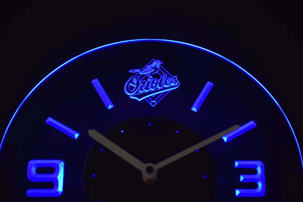 Baltimore Orioles Modern LED Neon Wall Clock - Legacy Edition