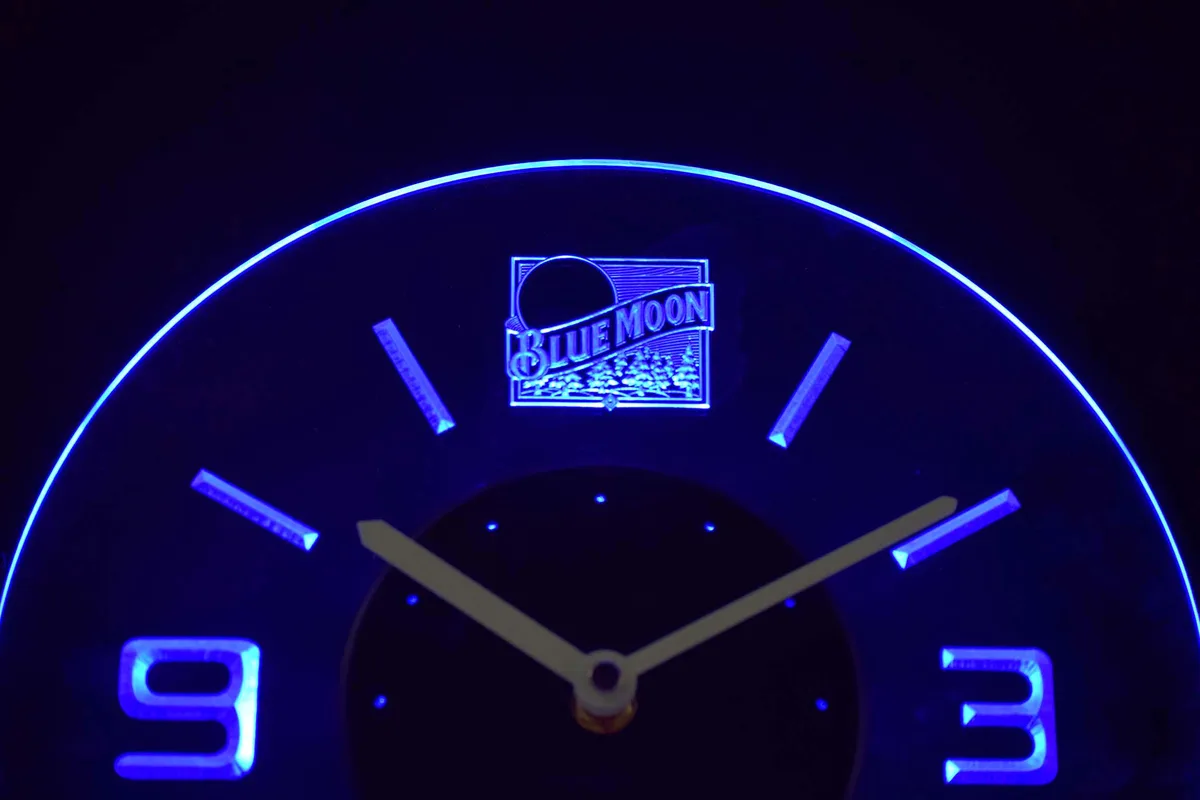 Blue Moon Old Logo Modern LED Neon Wall Clock