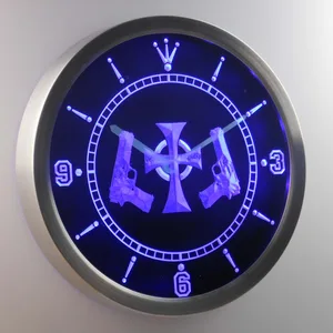 Boondock Saints   Guns and Cross LED Neon Wall Clock