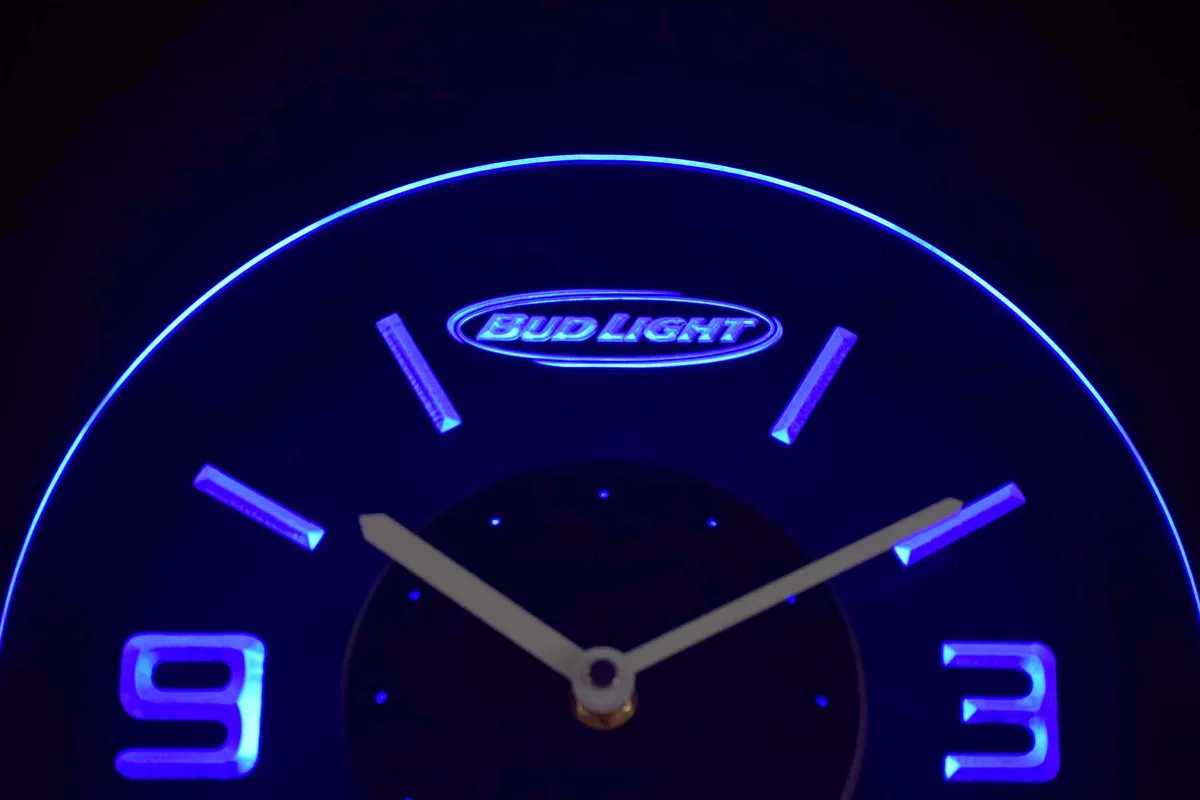Bud Light Horizontal Modern LED Neon Wall Clock