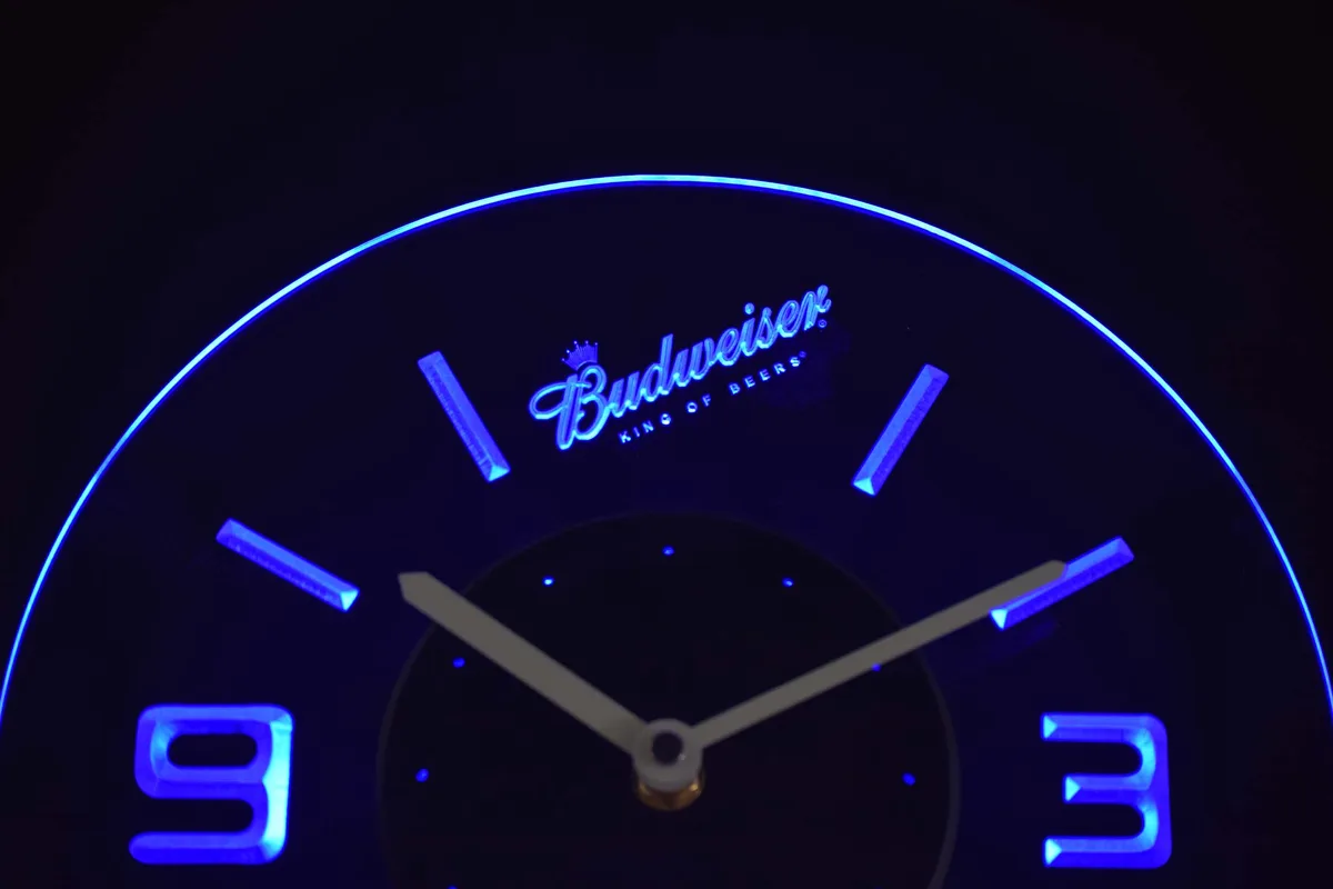 Budweiser King of Beers Slanted Modern LED Neon Wall Clock
