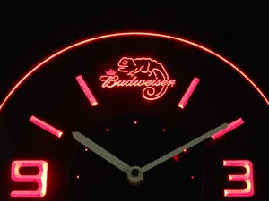 Budweiser Lizard Modern LED Neon Wall Clock