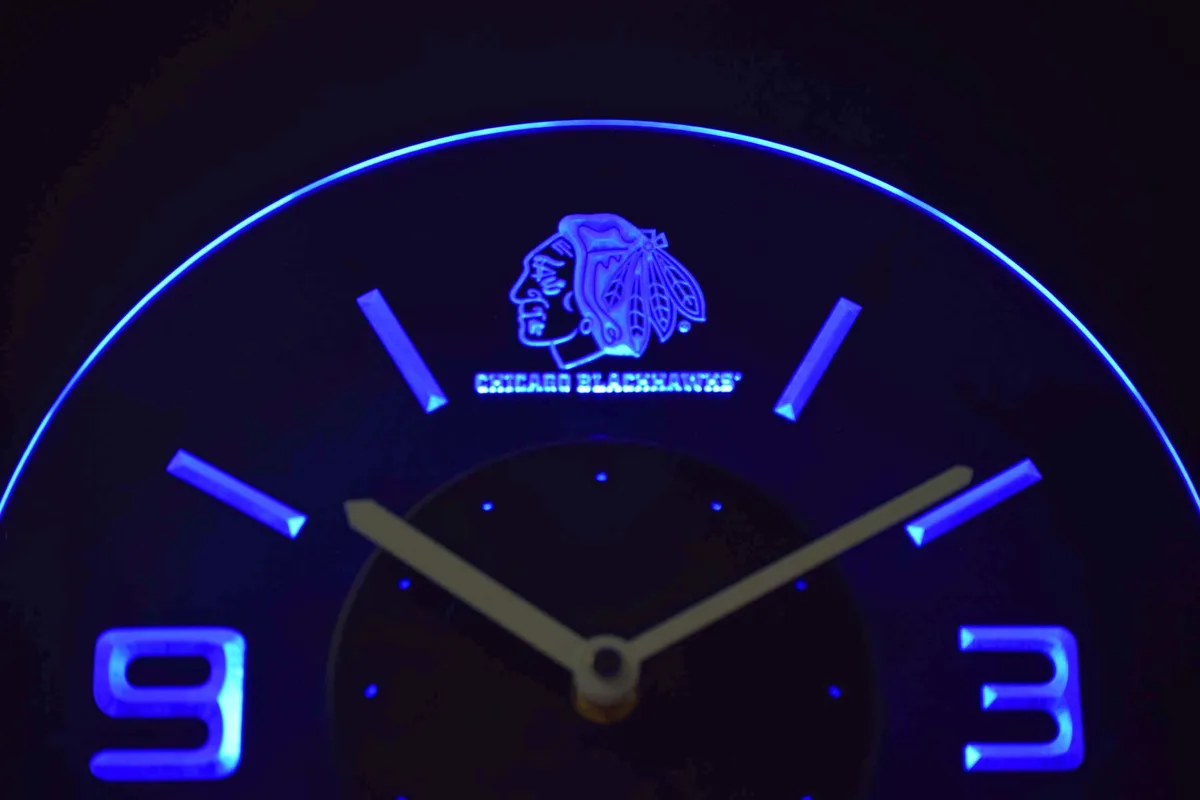 Chicago Blackhawks Modern LED Neon Wall Clock