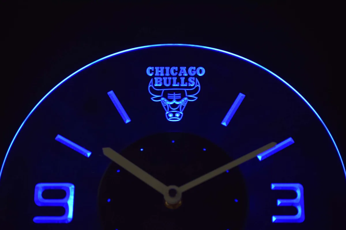 Chicago Bulls Modern LED Neon Wall Clock