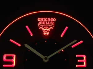Chicago Bulls Modern LED Neon Wall Clock