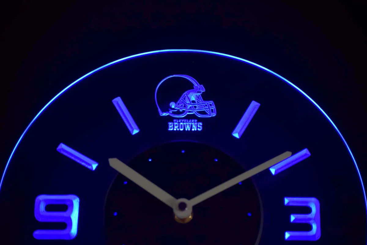 Cleveland Browns Helmet Modern LED Neon Wall Clock