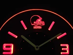 Cleveland Browns Helmet Modern LED Neon Wall Clock