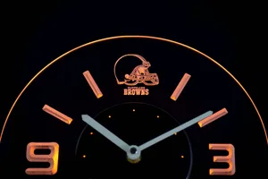 Cleveland Browns Helmet Modern LED Neon Wall Clock