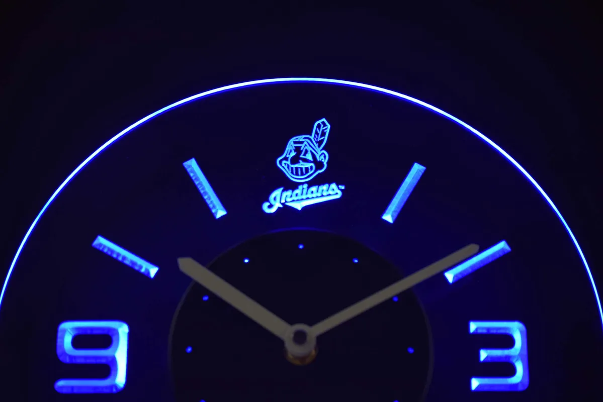 Cleveland Indians Modern LED Neon Wall Clock