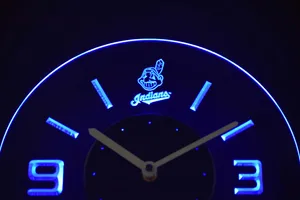Cleveland Indians Modern LED Neon Wall Clock