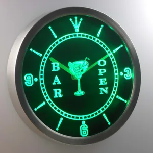 Cocktail Bar Open LED Neon Wall Clock
