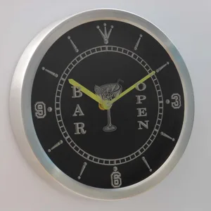Cocktail Bar Open LED Neon Wall Clock