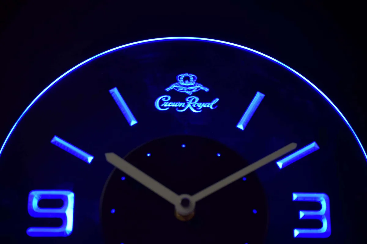 Crown Royal Modern LED Neon Wall Clock