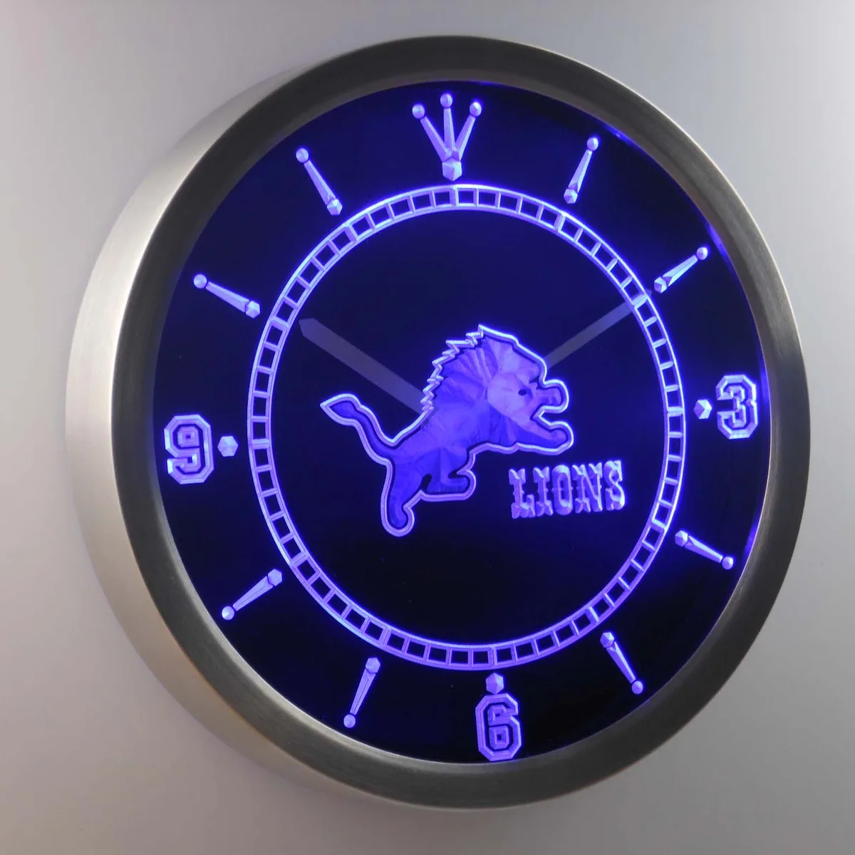 Detroit Lions LED Neon Wall Clock