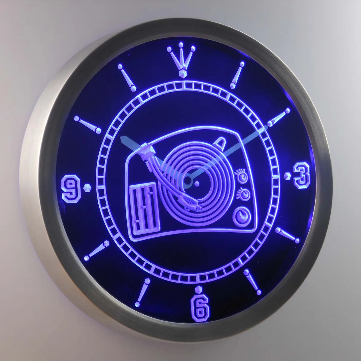 DJ Turntable LED Neon Wall Clock