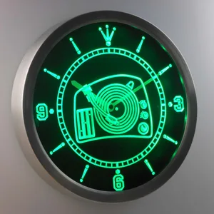 DJ Turntable LED Neon Wall Clock