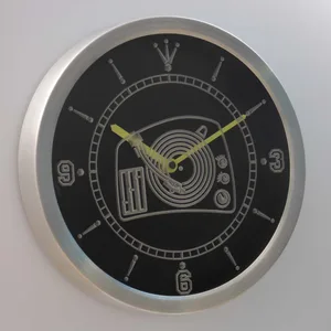 DJ Turntable LED Neon Wall Clock