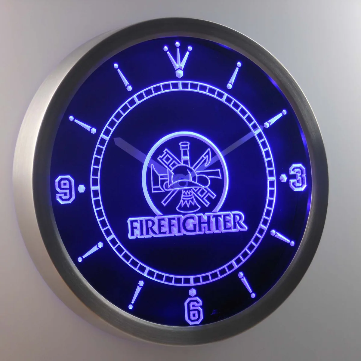 Fire Fighter LED Neon Wall Clock