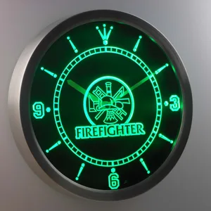 Fire Fighter LED Neon Wall Clock