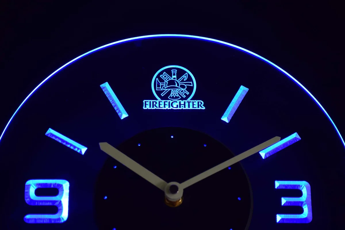 Fire Fighter Modern LED Neon Wall Clock