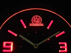 Fire Fighter Modern LED Neon Wall Clock