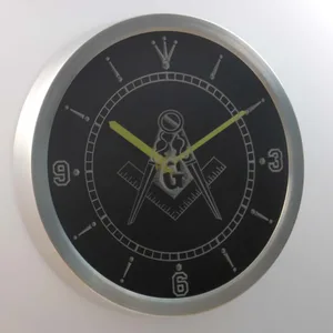 Freemasonry Ornate LED Neon Wall Clock