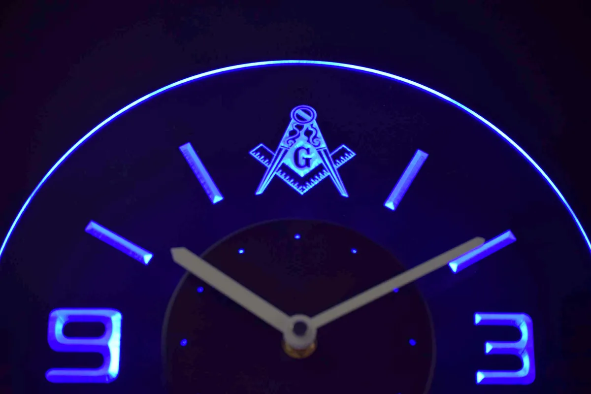 Freemasonry Ornate Modern LED Neon Wall Clock