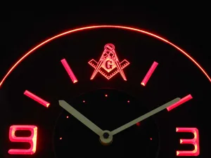 Freemasonry Ornate Modern LED Neon Wall Clock