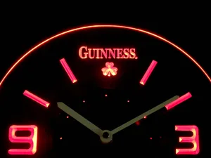 Guinness Shamrock Modern LED Neon Wall Clock