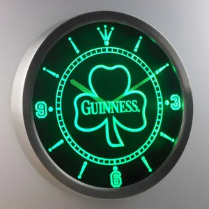 Guinness Shamrock Outline LED Neon Wall Clock
