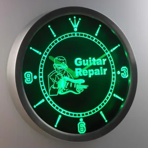 Guitar Repair LED Neon Wall Clock