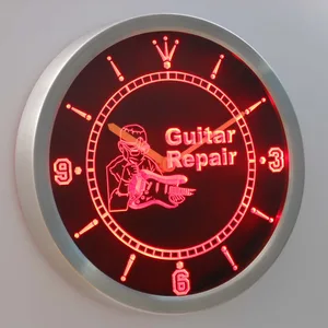 Guitar Repair LED Neon Wall Clock