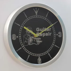 Guitar Repair LED Neon Wall Clock