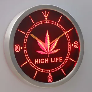 High Life Leaf LED Neon Wall Clock