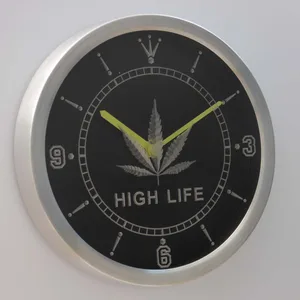 High Life Leaf LED Neon Wall Clock