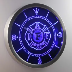 IAFF International Association of Fire Fighters LED Neon Wall Clock