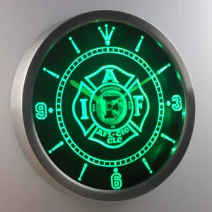 IAFF International Association of Fire Fighters LED Neon Wall Clock