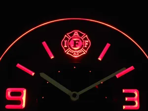 IAFF International Association of Fire Fighters Modern LED Neon Wall Clock