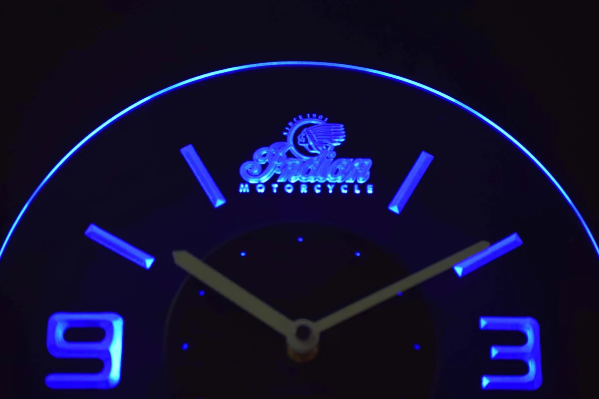 Indian Old Logo Modern LED Neon Wall Clock
