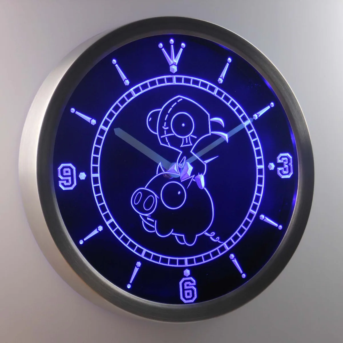 Invader Zim Gir and Piggy LED Neon Wall Clock