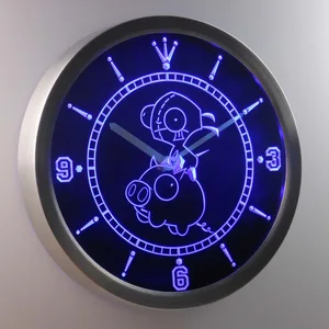 Invader Zim Gir and Piggy LED Neon Wall Clock