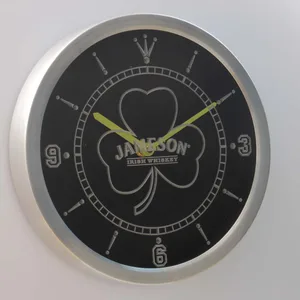 Jameson Shamrock Outline LED Neon Wall Clock