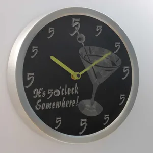 Martini Glass It's 5 o'clock Somewhere LED Neon Wall Clock