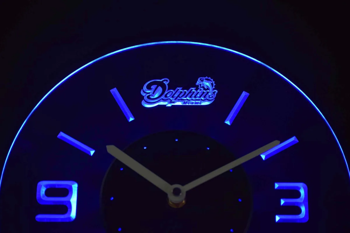 Miami Dolphins Modern LED Neon Wall Clock - Legacy Edition
