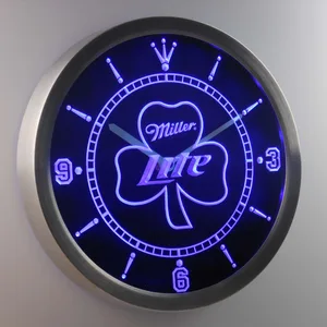 Miller Lite Shamrock LED Neon Wall Clock
