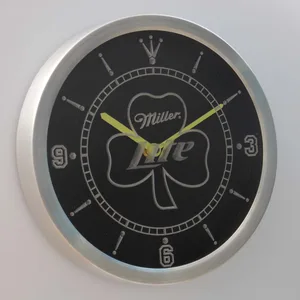 Miller Lite Shamrock LED Neon Wall Clock
