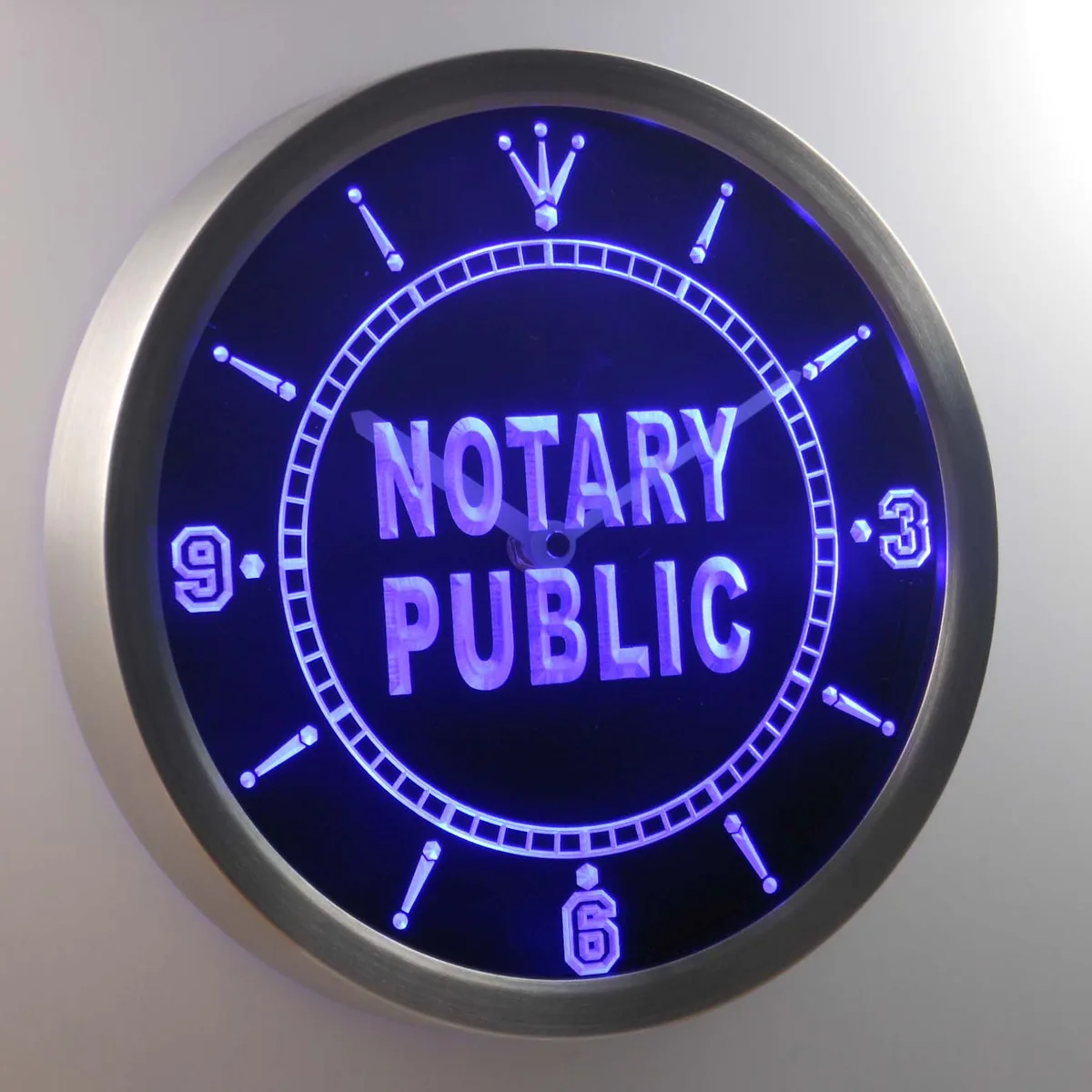 Notary Public LED Neon Wall Clock